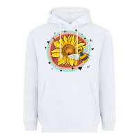 White bee and sunflower Heavyweight Hoodie - MaliasSmallBusiness