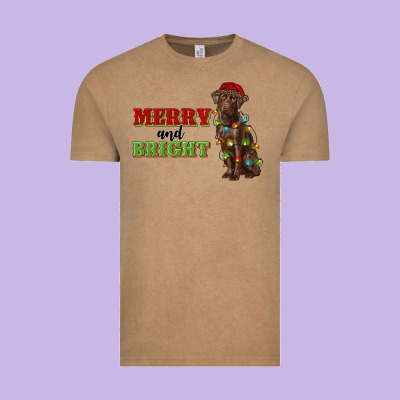 Merry And Bright Labrador Vintage Tee Designed By Ranaportraitstore