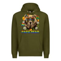 Army Green Papa Bear Pride LGBTQ+ Premium Hoodie - BundleAndBundleShop