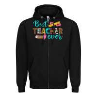 Black best teacher ever Zipper Hoodie - BundleAndBundleShop