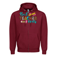 Burgundy best teacher ever Zipper Hoodie - BundleAndBundleShop