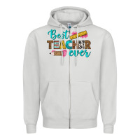Dove Grey best teacher ever Zipper Hoodie - BundleAndBundleShop