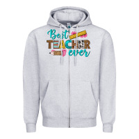 Heather Grey best teacher ever Zipper Hoodie - BundleAndBundleShop