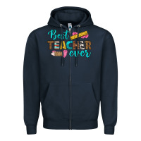 Navy best teacher ever Zipper Hoodie - BundleAndBundleShop