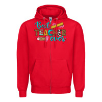 Red best teacher ever Zipper Hoodie - BundleAndBundleShop