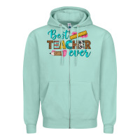 Seafoam best teacher ever Zipper Hoodie - BundleAndBundleShop