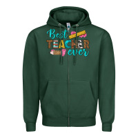 Sports Green best teacher ever Zipper Hoodie - BundleAndBundleShop