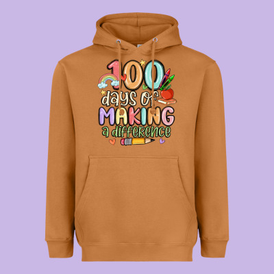 100 Days Of Making A Difference Heavyweight Hoodie Designed By Maliassmallbusiness