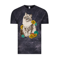 Cloud Black siberian cat sunflower and gemstone Vintage Tee - texasbilliewilder