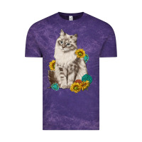 Cloud Purple siberian cat sunflower and gemstone Vintage Tee - texasbilliewilder