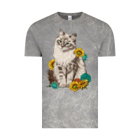 Cloud Rock siberian cat sunflower and gemstone Vintage Tee - texasbilliewilder