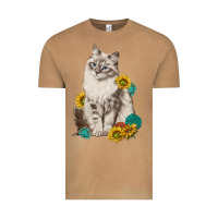 Vintage Camel siberian cat sunflower and gemstone Vintage Tee - texasbilliewilder