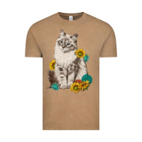 Vintage Coffee siberian cat sunflower and gemstone Vintage Tee - texasbilliewilder