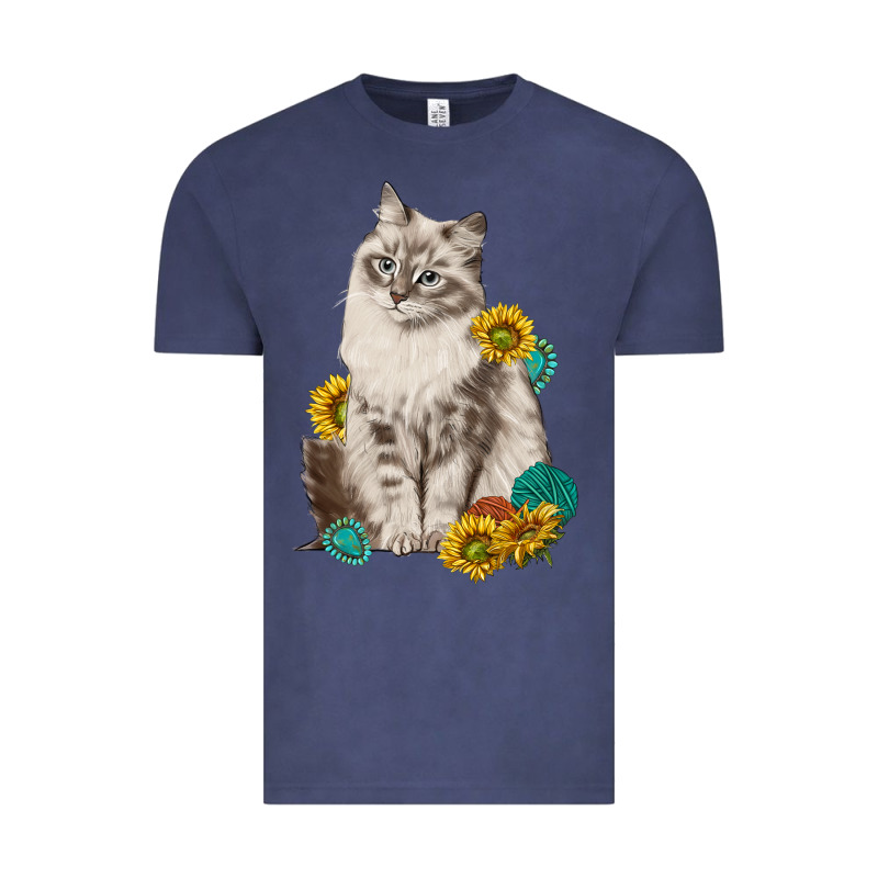 Siberian Cat Sunflower And Gemstone Vintage Tee by texasbilliewilder | Teevron