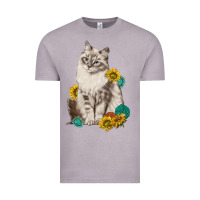 Vintage Zinc siberian cat sunflower and gemstone Vintage Tee - texasbilliewilder