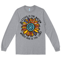 Heather Grey blessed is the nation whose god is the lord Long Sleeve Tee - CowhideDigitalArt