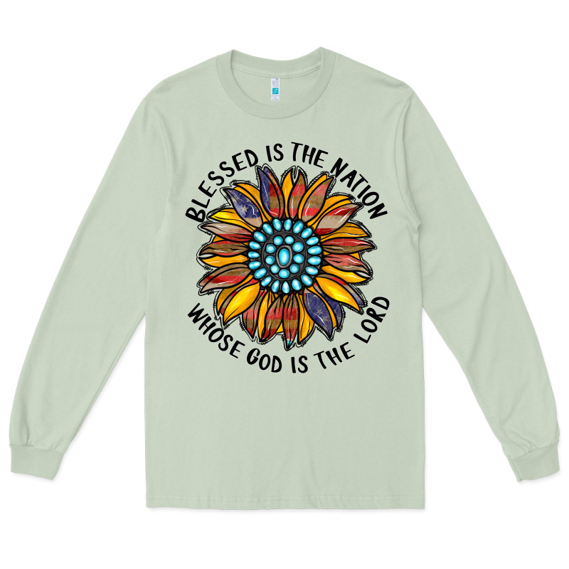 Blessed Is The Nation Whose God Is The Lord Long Sleeve Tee by CowhideDigitalArt | Teevron