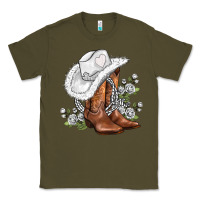 Army Green white  cowgirl  and roses Classic Tee - AdoDesignShop