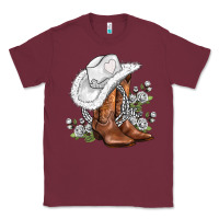 Burgundy white  cowgirl  and roses Classic Tee - AdoDesignShop