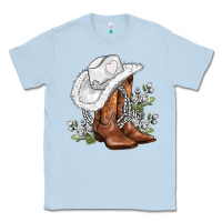 Dusty Blue white  cowgirl  and roses Classic Tee - AdoDesignShop