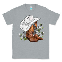 Heather Grey white  cowgirl  and roses Classic Tee - AdoDesignShop