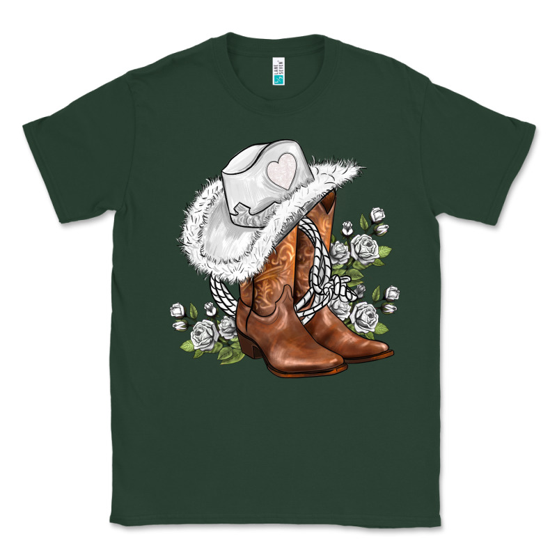White  Cowgirl  And Roses Classic Tee by AdoDesignShop | Teevron