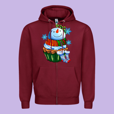 Snowman Cupcake Zipper Hoodie Designed By Adodesignshop