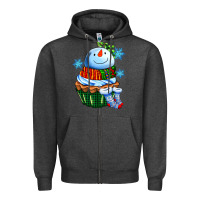 Charcoal Heather snowman cupcake Zipper Hoodie - AdoDesignShop