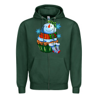 Sports Green snowman cupcake Zipper Hoodie - AdoDesignShop