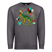 Charcoal Heather party t rex Premium Sweatshirt - MaliasSmallBusiness
