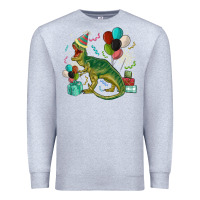 Heather Grey party t rex Premium Sweatshirt - MaliasSmallBusiness