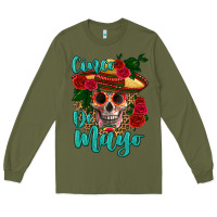 Army Green cinco de mayo skull Long Sleeve Tee - HRA Design Shop