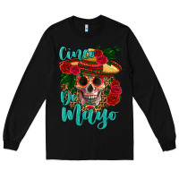 Black cinco de mayo skull Long Sleeve Tee - HRA Design Shop