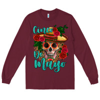 Burgundy cinco de mayo skull Long Sleeve Tee - HRA Design Shop