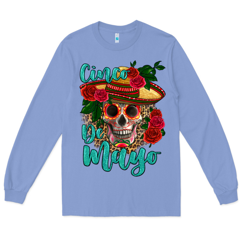 Cinco De Mayo Skull Long Sleeve Tee by HRA Design Shop | Teevron