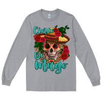 Heather Grey cinco de mayo skull Long Sleeve Tee - HRA Design Shop