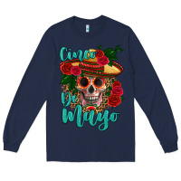 Navy cinco de mayo skull Long Sleeve Tee - HRA Design Shop