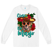 White cinco de mayo skull Long Sleeve Tee - HRA Design Shop
