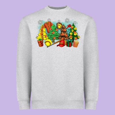 Christmas Trees With Softball Heavyweight Sweatshirt Designed By Zillion Design Studio
