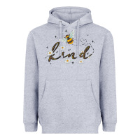 Heather Grey bee kind Heavyweight Hoodie - MaliasSmallBusiness