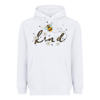 White bee kind Heavyweight Hoodie - MaliasSmallBusiness