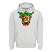Dove Grey St. Patrick’s Day Long Hair Shaggy Cow Zipper Hoodie - Jasminsmagicworld