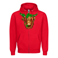 Red St. Patrick’s Day Long Hair Shaggy Cow Zipper Hoodie - Jasminsmagicworld