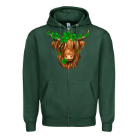 Sports Green St. Patrick’s Day Long Hair Shaggy Cow Zipper Hoodie - Jasminsmagicworld