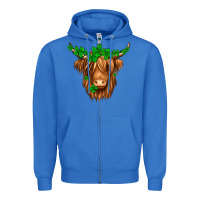 True Royal St. Patrick’s Day Long Hair Shaggy Cow Zipper Hoodie - Jasminsmagicworld