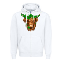 White St. Patrick’s Day Long Hair Shaggy Cow Zipper Hoodie - Jasminsmagicworld