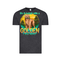 Vintage Black life is better with a golden retriever Vintage Tee - texasbilliewilder