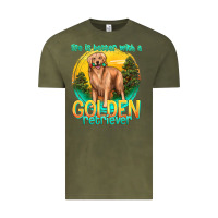 Vintage Olive life is better with a golden retriever Vintage Tee - texasbilliewilder