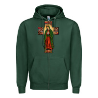 Sports Green our lady of Guadalupe cross Zipper Hoodie - JahusDesignShop