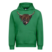 Emerald black highland cow Urban Hoodie - RanaPortraitStore